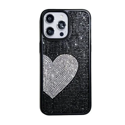Funda para Teléfono TPU Love Heart Diamond iPhone 15 Pro (Negro)