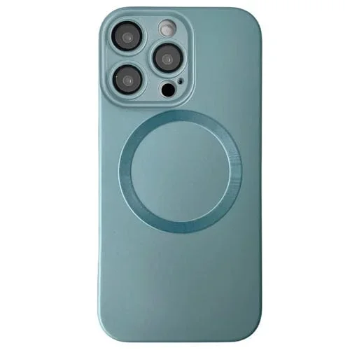 Funda para Teléfono TPU Magsafe iPhone 15 Pro Textura Cd Pintura Metalizada (Azul Sierra)