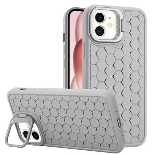 Funda para Teléfono TPU para iPhone 11 con Soporte para Lente Radiante de Panal (Gris)