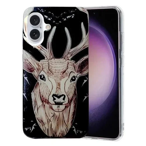 Funda para Teléfono TPU para iPhone 16 Plus con Patrón de Dibujo de Colores (Ciervo)