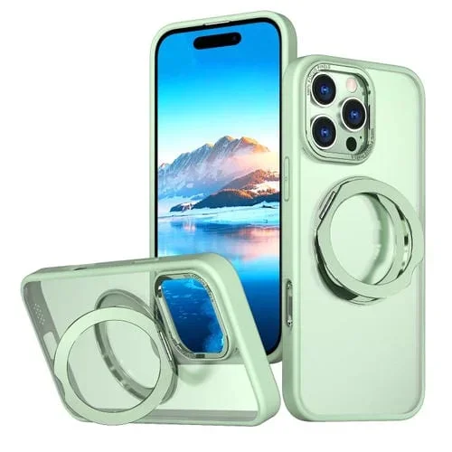 Funda para Teléfono Wing iPhone 16 Pro Max Soporte Anillo Magnético (Verde Aguacate)