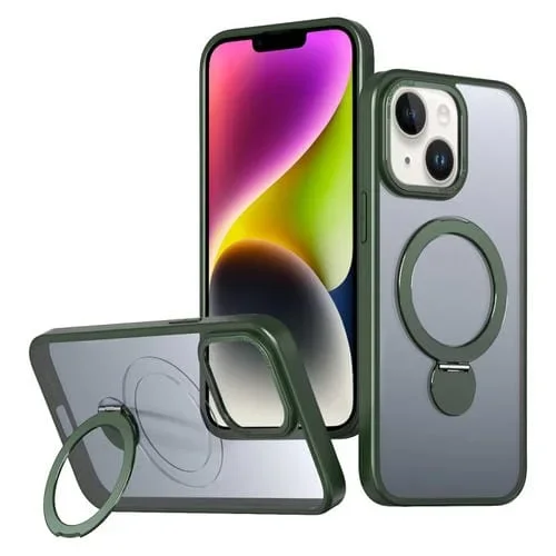 Funda para Teléfono Wing Series Gen2 con Soporte de Anillo de Metal Magsafe para iPhone 14 Plus (Verde)