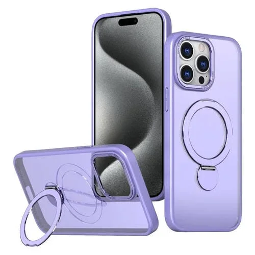Funda para Teléfono Wing Series Gen2 con Soporte de Anillo de Metal Magsafe para iPhone 15 Pro Max (Morado Claro)