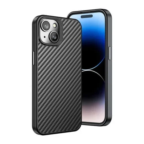 Funda para Teléfono Wlons Kevlar TPU Fibra de Carbono para iPhone 15 (Negro)
