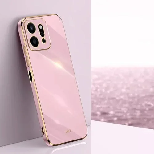 Funda para Teléfono Xinli con Borde Dorado y Revestimiento 6D Recto para Honor Play9T 5G (Morado Cereza)