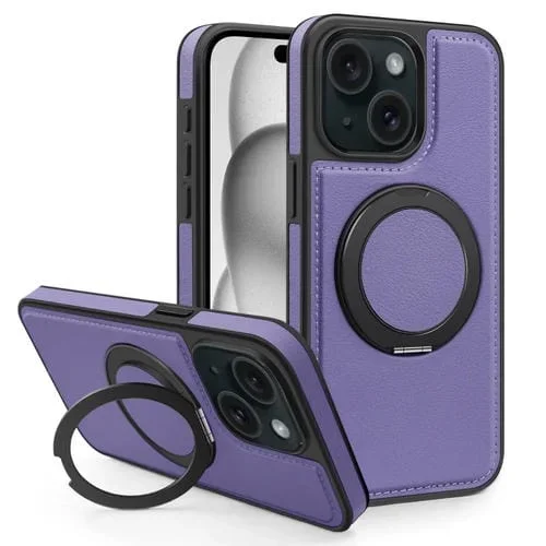 Funda para Teléfono Yashi iPhone 15 Plus con Soporte Magnético Giratorio 360 (Púrpura)