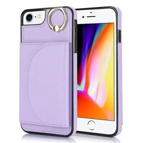 Funda para Teléfono Ym006 para iPhone SE 2020/8/7 con Soporte para Anillo y Tarjeta (Púrpura)