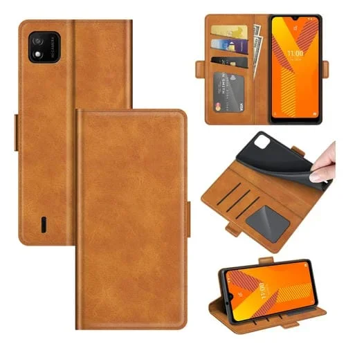 Funda para Wiko Y62 de Cuero con Hebilla Magnética, Soporte y Ranuras para Tarjetas (Amarillo)
