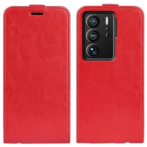 Funda para ZTE Axon 40 Ultra R64 Cuero Textura Vertical (Rojo)