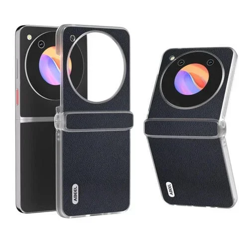 Funda para ZTE Nubia Flip y Libero Flip Abeel con Borde de Cuero Genuino (Azul)
