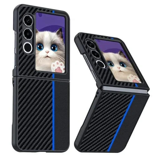 Funda para ZTE Nubia Flip2 con Textura de Fibra de Carbono (Negro y Azul)