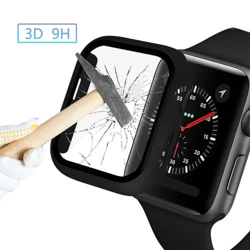 Funda PC cobertura total + protector vidrio templado Enkay Hat-Prince para Apple Watch Series 5/4 44mm (Negro)