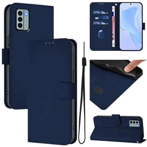 Funda Piel Sintética con Cordón para Nokia G22 (Azul Marino)