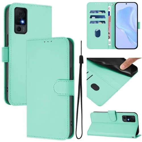 Funda Piel Sintética con Cordón para TCL 40 XL/40 T T608Dl (Verde Menta)