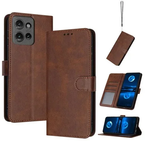 Funda Piel Sintética Textura Becerro Motorola Edge 50 (Marrón)