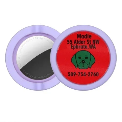 Funda Protector para AirTag Charceleras de Perros a Prueba de Choques (Púrpura)