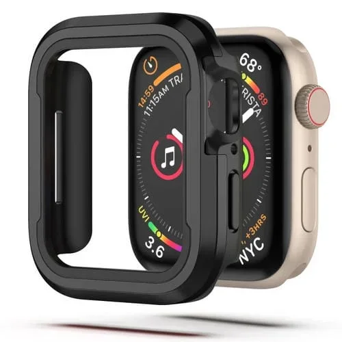 Funda Protectora 2 En 1 para Apple Watch Series 8/7 41mm Aleación de Aluminio y TPU (Negro)