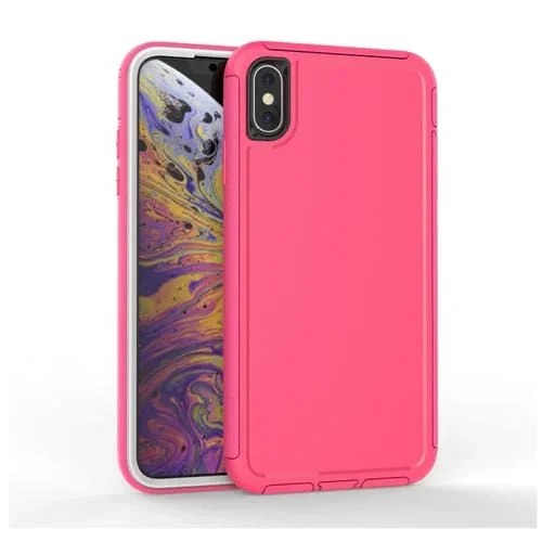 Funda protectora 360 para iPhone Xr PC y TPU a prueba de golpes (Rosa Roja)