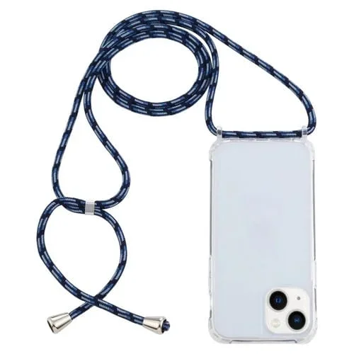 Funda Protectora Acrílico para iPhone 15 Plus a Prueba de Golpes con Cordón (Azul Degradado)