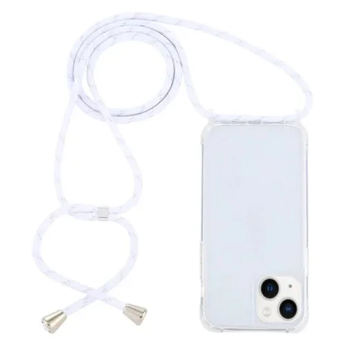 Funda Protectora Acrílico para iPhone 15 Plus a Prueba de Golpes con Cordón (Oro Blanco)