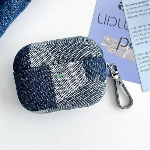 Funda Protectora AirPods 3 Tela Vaquera Costuras Auriculares Bluetooth (Claro Irregular)