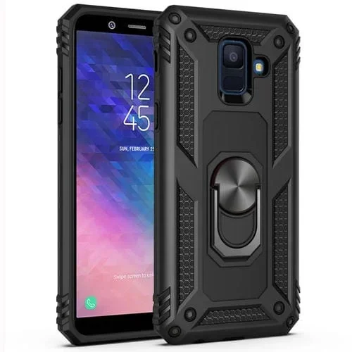 Funda Protectora Armor TPU + PC para Galaxy A6 (2018) con Soporte de Rotación 360 (Negro)