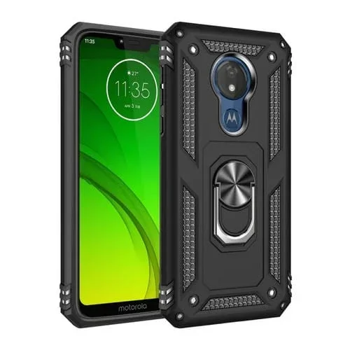 Funda Protectora Armor TPU + PC para Motorola Moto G7 Power con Soporte 360° (Negro)