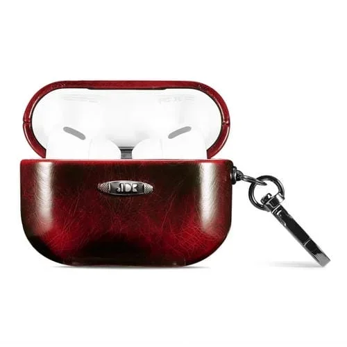 Funda Protectora Cuero Cera De Aceite con Hebilla para AirPods Pro (Rojo)