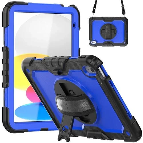 Funda Protectora Cuerpo Completo Silicona PC para iPad 2025/2022 (Azul Oscuro y Negro)