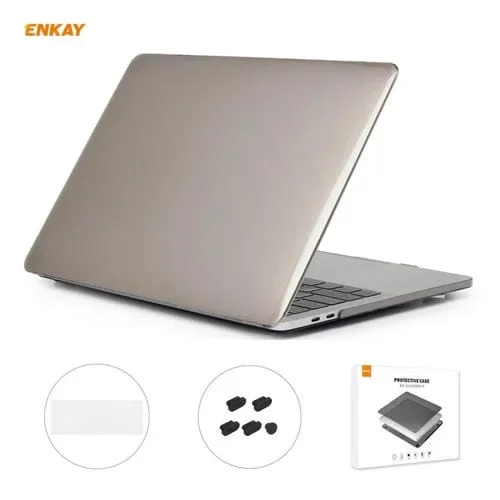 Funda Protectora de Cristal + Película de Teclado TPU + Enchufes Antipolvo Enkay MacBook Pro 13.3 A1708 (Sin Barra Táctil) (Gris)