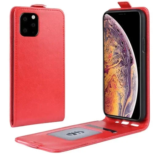 Funda Protectora de Cuero con Tapa Vertical Crazy Horse para iPhone 11 Pro Max (Rojo)