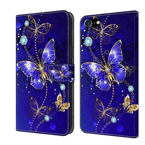 Funda Protectora de Cuero para iPhone 6 Plus 7 Plus 8 Plus Crystal 3D a Prueba de Golpes (Mariposa de Diamante)