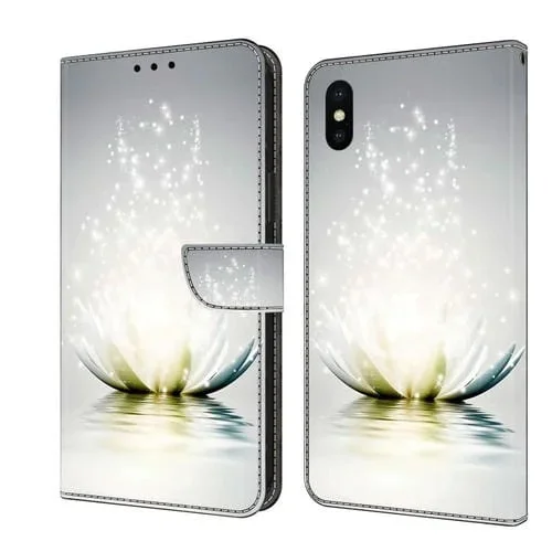 Funda Protectora de Cuero para iPhone X Xs Crystal 3D a Prueba de Golpes (Light Lotus)