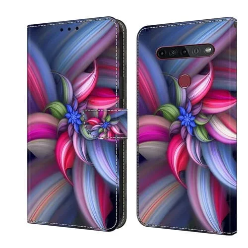 Funda Protectora de Cuero para LG K51S Crystal 3D a Prueba de Golpes (Flor Colorida)