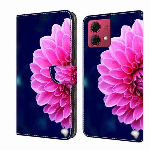 Funda Protectora de Cuero para Motorola Moto G84 Crystal 3D a Prueba de Golpes (Pétalos de Rosa)