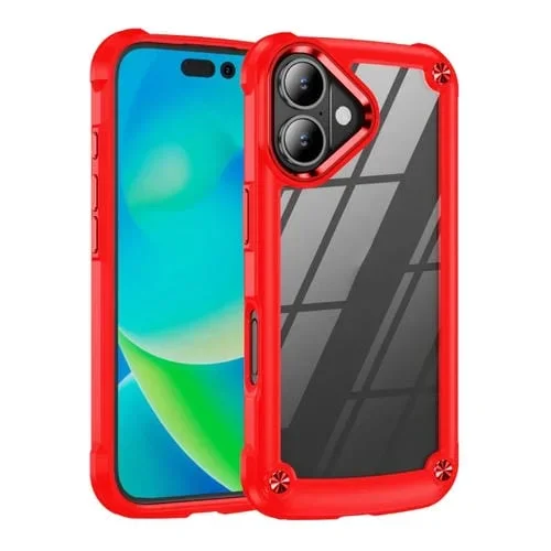 Funda Protectora de Lente TPU + PC para iPhone 16 (Roja)