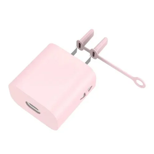 Funda Protectora de Silicona para Cargador Apple Series 18W y 20W Ac01 (Rosa)