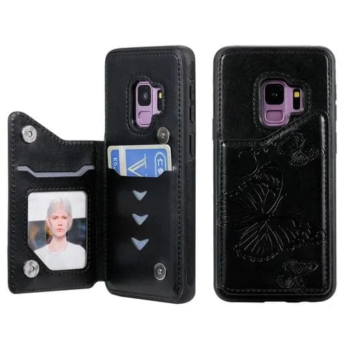 Funda Protectora Galaxy S9 con Soporte Ranuras para Tarjetas y Marco de Fotos (Negro)