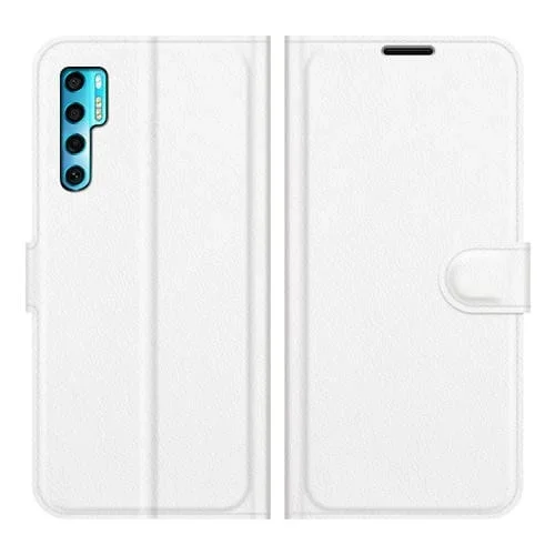 Funda Protectora Horizontal Flip para TCL 20 Pro 5G con Soporte y Ranuras para Tarjetas (Blanco)