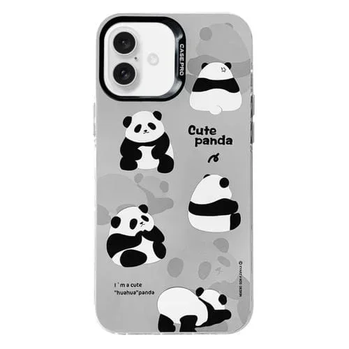Funda Protectora iPhone 16 PC Revestimiento Plateado Galvanizado (Panda Gris)