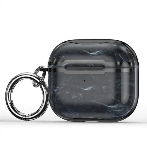 Funda Protectora Marco Galvanoplastia Textura Mármol con Gancho para Airpods 3 (Negro)