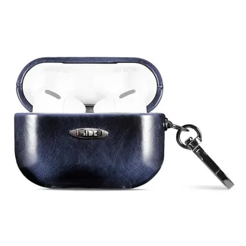 Funda Protectora para Airpods Pro con Textura de Cera y Hebilla de Colgón (Azul)