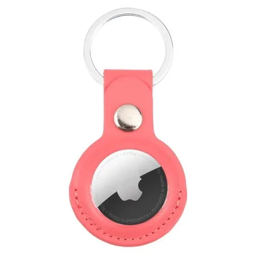 Funda Protectora para AirTag Cuero Antiarañazos Prueba de Golpes con Llavero y Lazo (Rojo Rosa)