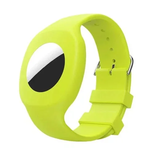 Funda Protectora Para AirTag Silicone Children Watch Band (Verde Fluorescente)