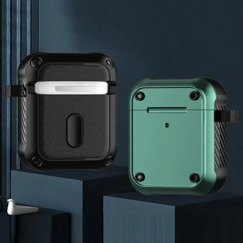 Funda Protectora Para Auriculares Airpods 1/2 Wing TPU + PC A Prueba De Golpes (Negro Verde)