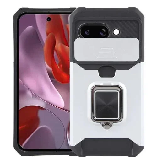 Funda Protectora para Cámara y Ranura para Tarjetas Google Pixel 9A de Policarbonato y TPU (Plateada)
