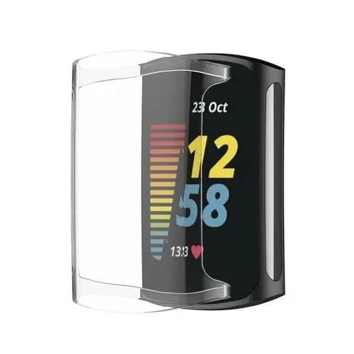 Funda Protectora para Fitbit Charge 6/5 TPU Galvanizada de Cobertura Total (Blanco Transparente)