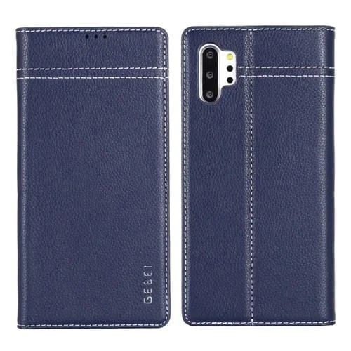 Funda Protectora para Galaxy Note 10 Gebei con Tapa Horizontal de Cuero de Grano Superior y Ranuras para Tarjetas (Azul)