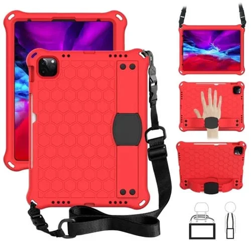 Funda Protectora para iPad 2025/2022 Eva + PC Diseño de Panal (Rojo y Negro)