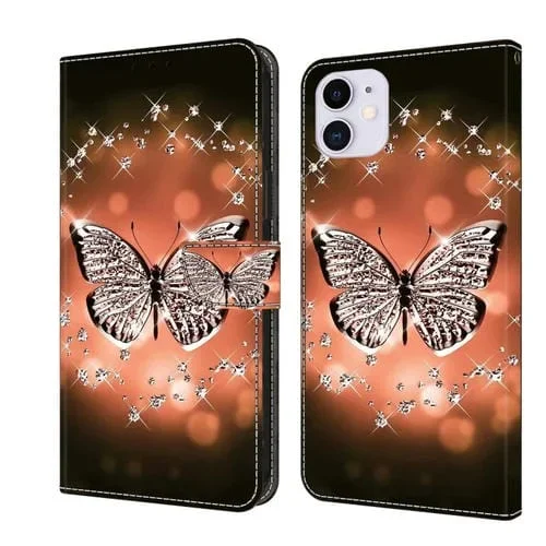 Funda protectora para iPhone 11 Crystal 3D de cuero a prueba de golpes (Crystal Butterfly)
